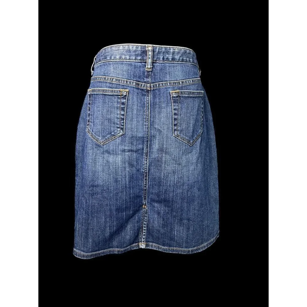 Lands End Denim A-Line Skirt Womens Medium Fit 3 6P Casual Wear 90s festival